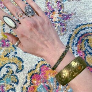 Vintage Square Brass Bangle Bracelet